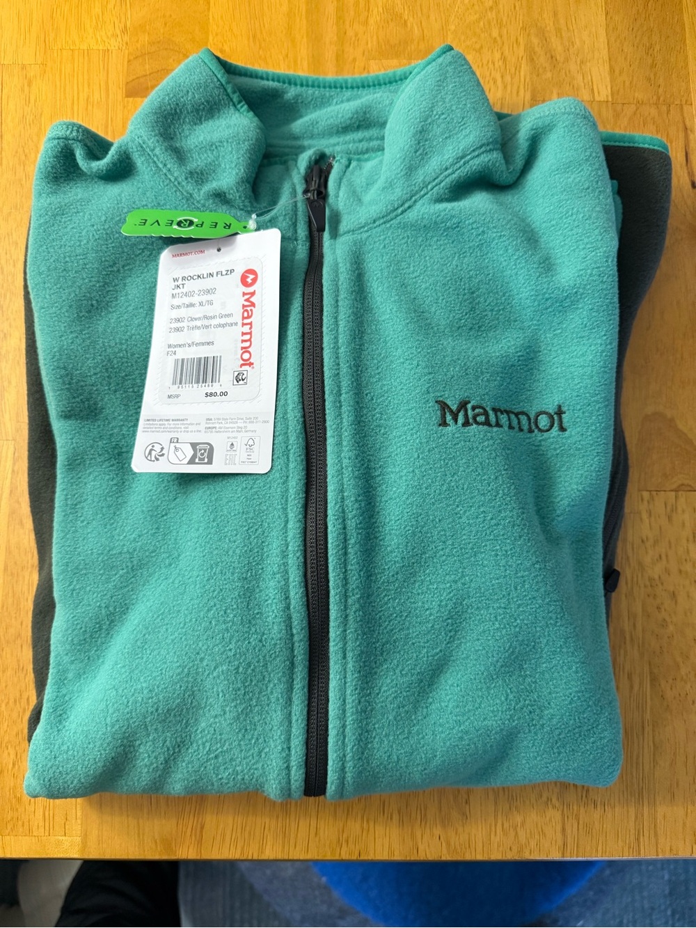 Marmot Teal Full-Zip Fleece Jacket